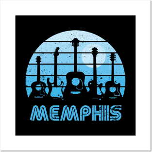 Retro Sunset Memphis Guitars Posters and Art